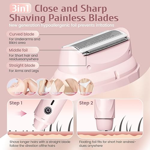 4-in-1 Electric Razor for Women — top-down angle highlighting key features