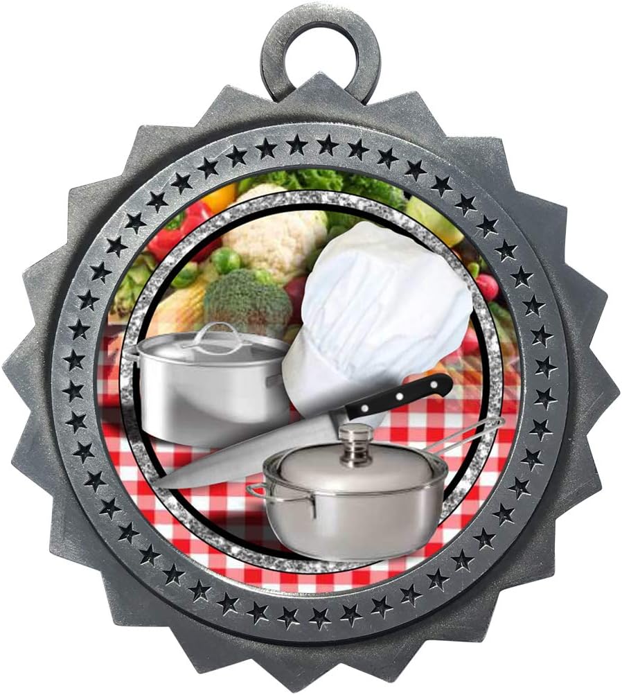 Express Medals Various 10 Pack Styles of Chef Cooking Award Medals with Neck Ribbons Trophy Award Prize Gift