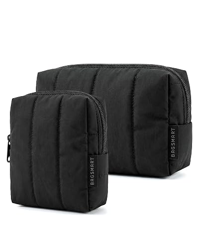 BAGSMART Makeup Bag Duo Set, Puffy Padded Travel Cosmetic Organizer