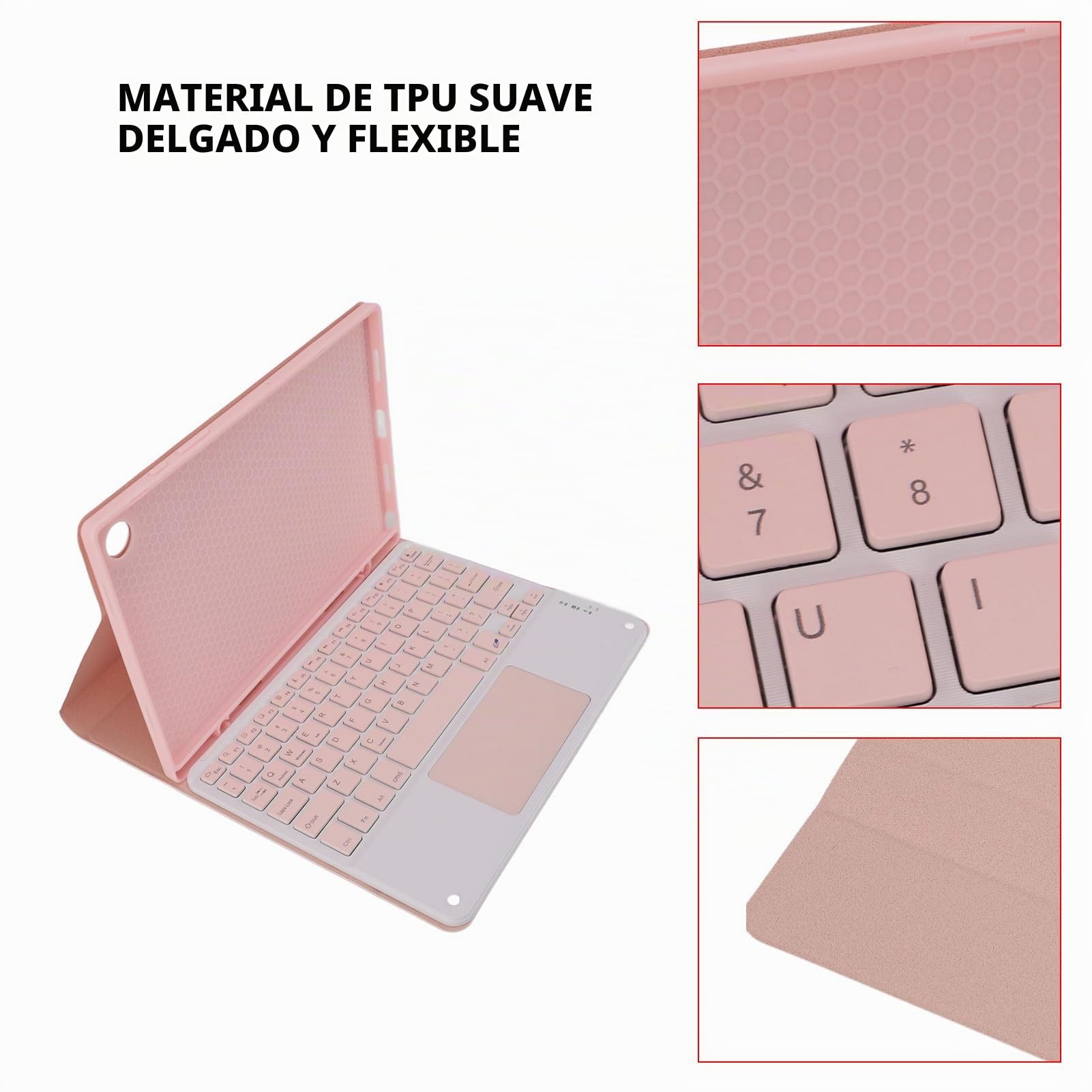 Focket Funda con Teclado para Tab A8 10.5 Pulgadas, Teclado inalámbrico Desmontable, Funda Protectora de TPU con Teclado y ratón para Tab A8 X200 X205 10.5 Tablet