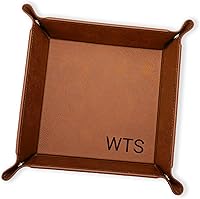 Personalized Leather Valet Tray for Men - Custom Engraved Catchall Organizer, Keys Tray Gift for Dad Husband Birthday Father's Day (Name Initials)
