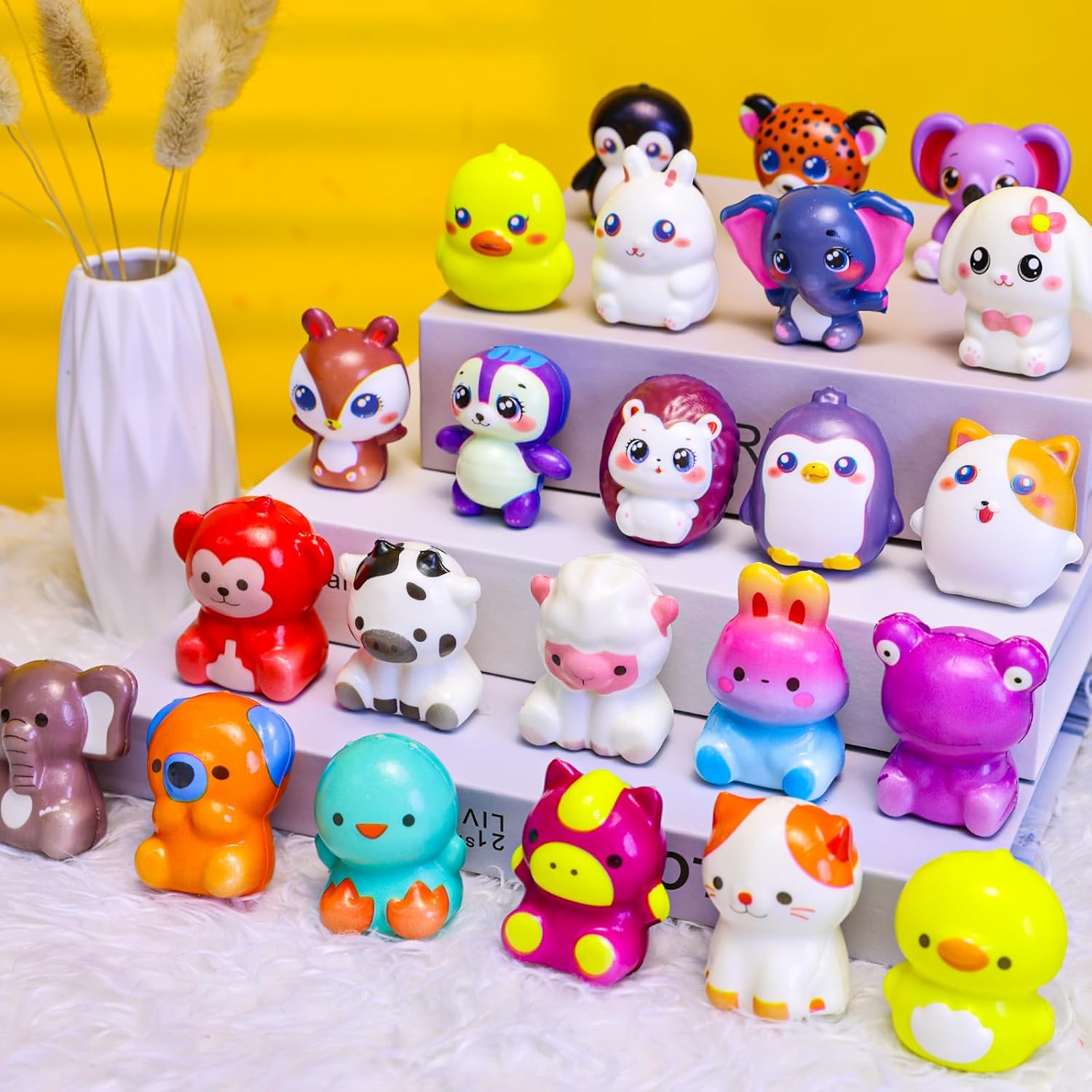 24PCS Squishies Party Favors for Kids, Animal Soft Stress Relief Fidget Toys Bulk Birthday Goodie Bags Stuffers Classroom Prizes for Kids Boys Girls