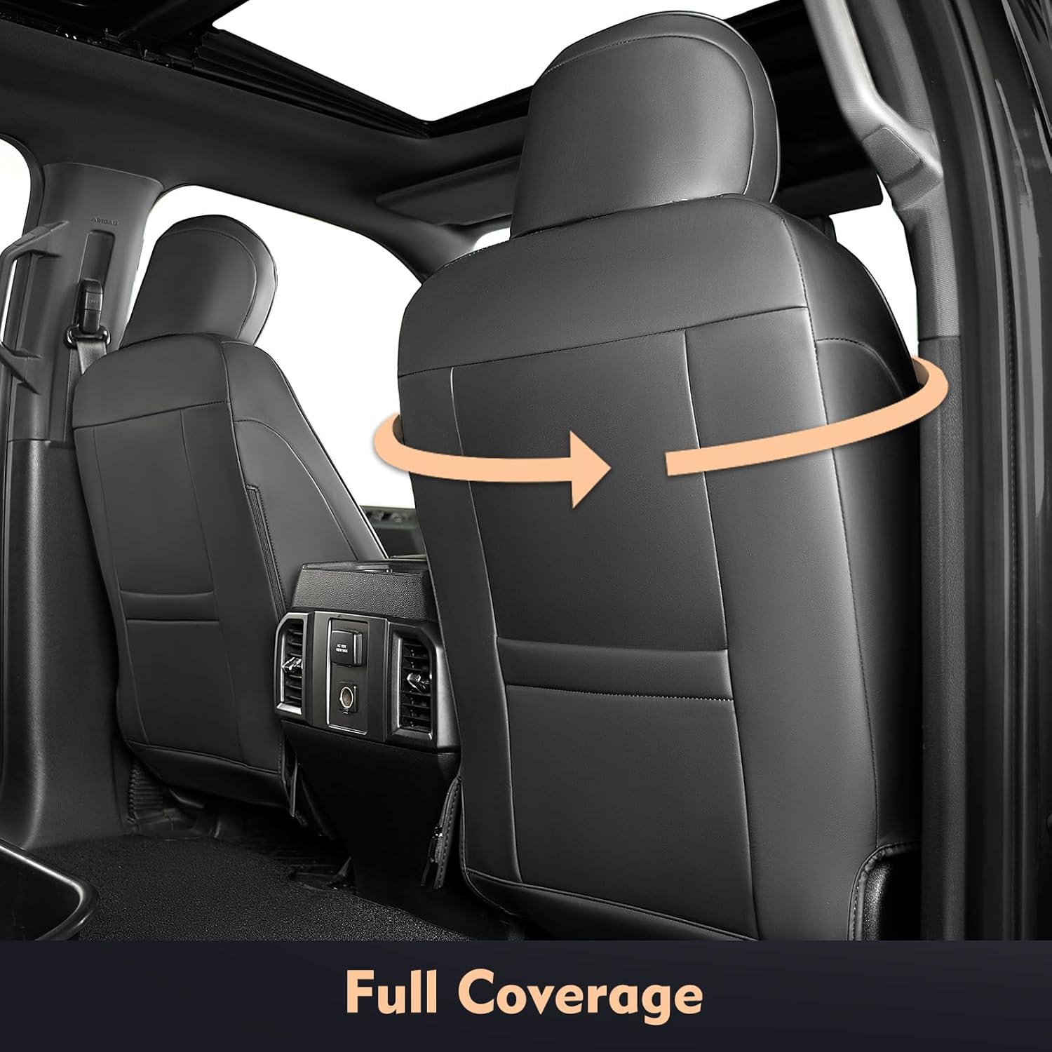 Seat Covers for F150 XL XLT STX 2021-2026 2025 2024 2023 2022 Supercrew Cab, Accessories for F150, Truck Seat Protection, Durable Easy-cleaning Leather, NOT for 40/20/40 Bench Front Seat(Jump Seat)