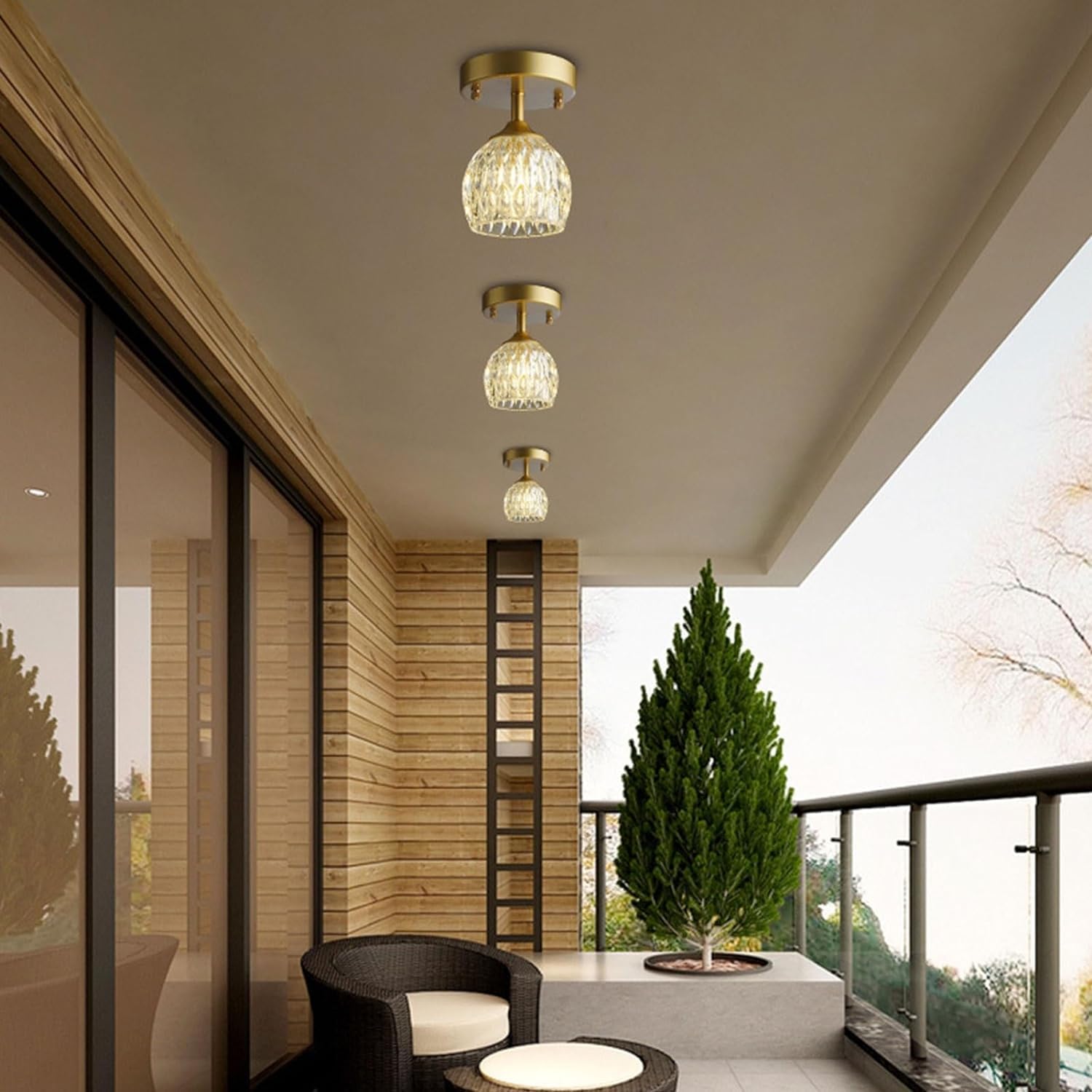 Nordic Modern Brass Pattern Glass Ceiling Light Mid Century Gold Semi Flush Mount Ceiling Lamp Close to Ceiling Light Fixtures for Farmhouse Cloakroom Aisle Kitchen Hallway Entry Bathroom