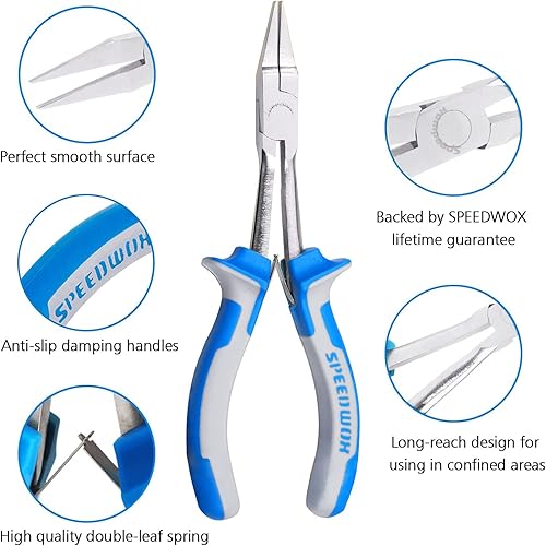 Miniatura 3 de SPEEDWOX Alicates de punta plana delgada de 6 pulgadas de largo para hacer joyas, mandíbula suave, doblado de alambre para espacios estrechos
