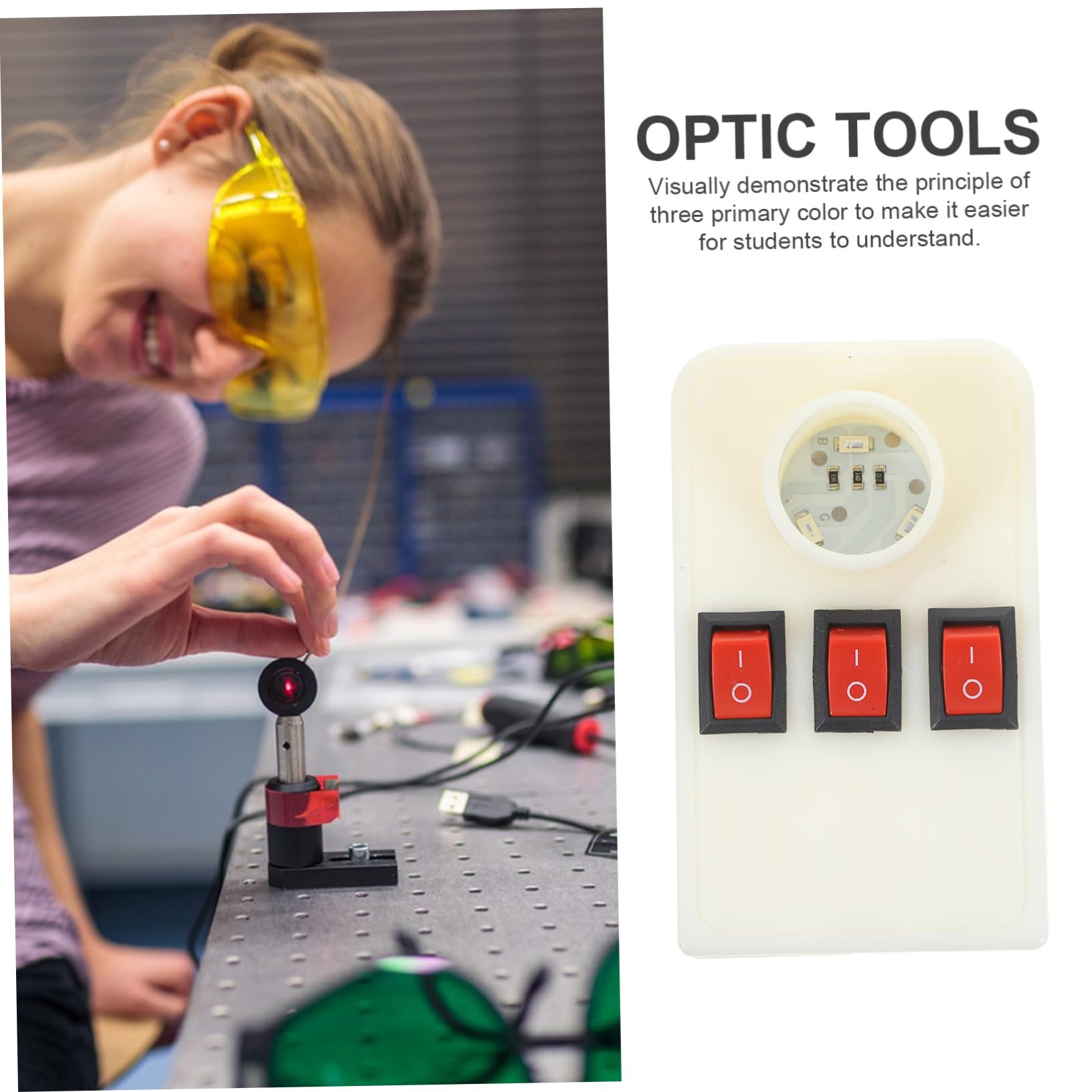 1pc Optical Demonstrator Scientific Apparatus RGB Light Sources Optics Optic Tools Physical Teaching Instruments Three Primary Colors Apparatus Equipment for School Plastic HEMOTON