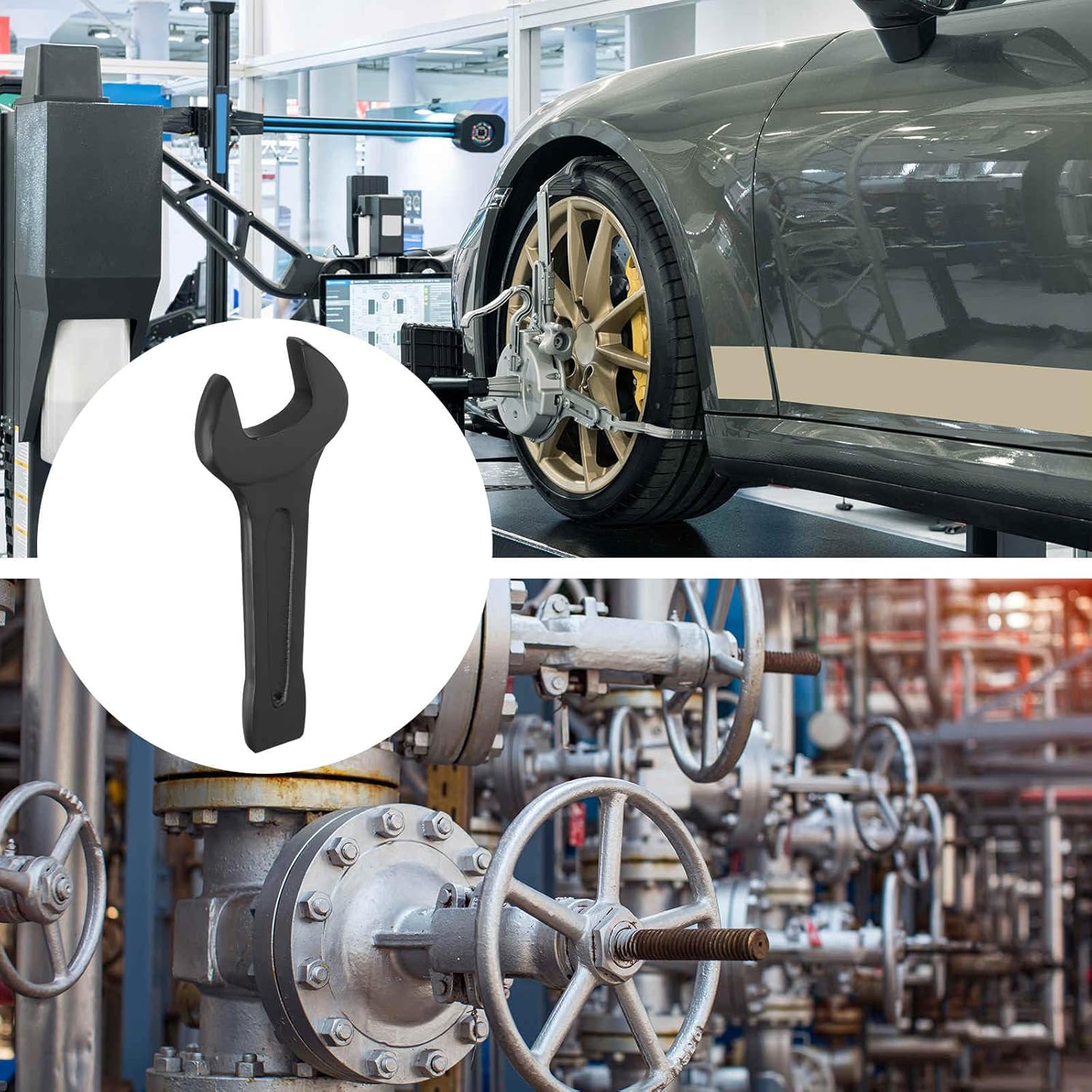 HARFINGTON Open End Striking Wrench 50mm Metric CR-V Steel Single Open Spanner Baking Paint U Shape Head Wrench Hand Tool for Mechanical Automotive Repair