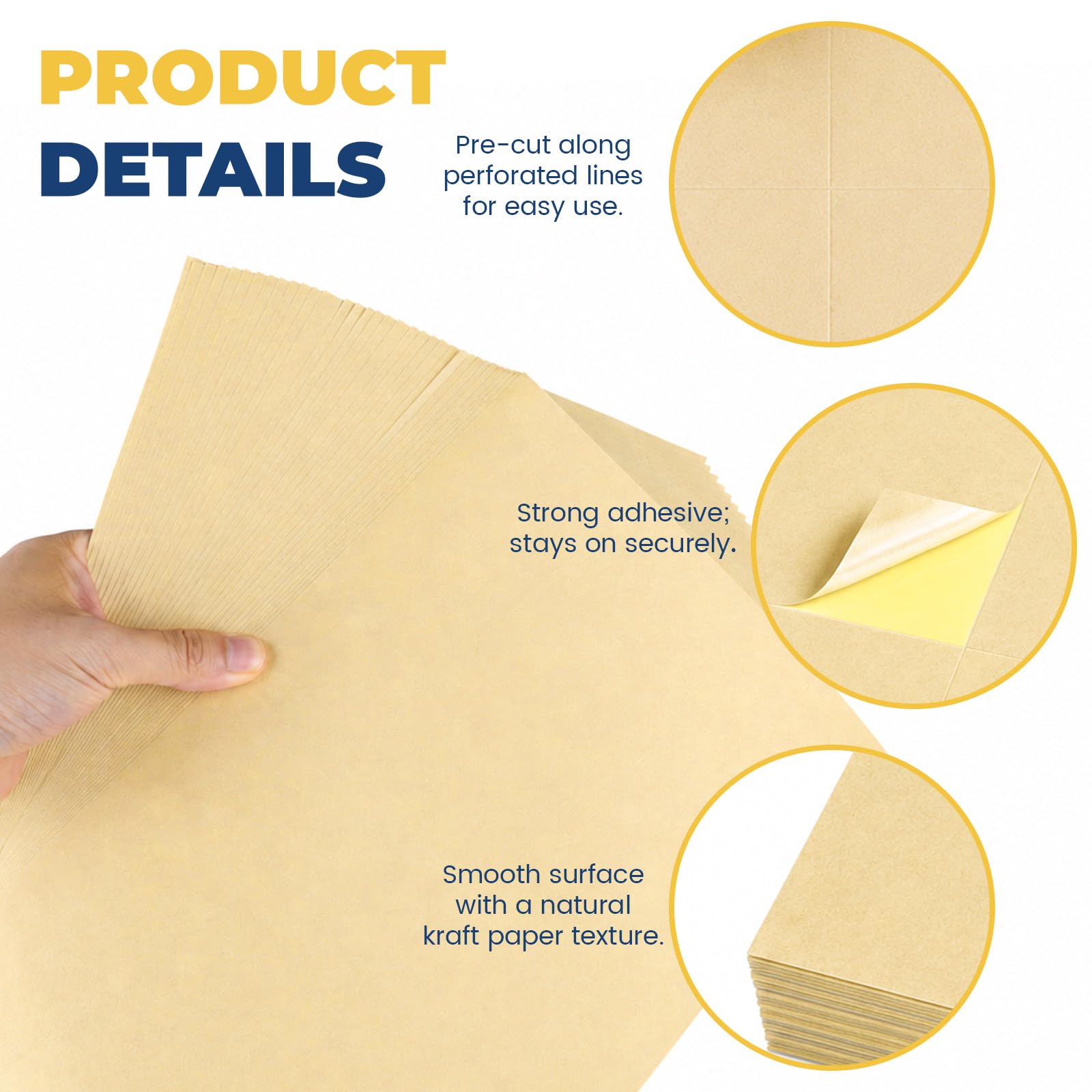 Lot de 400 étiquettes autocollantes en papier kraft de 10,5 x 14,9