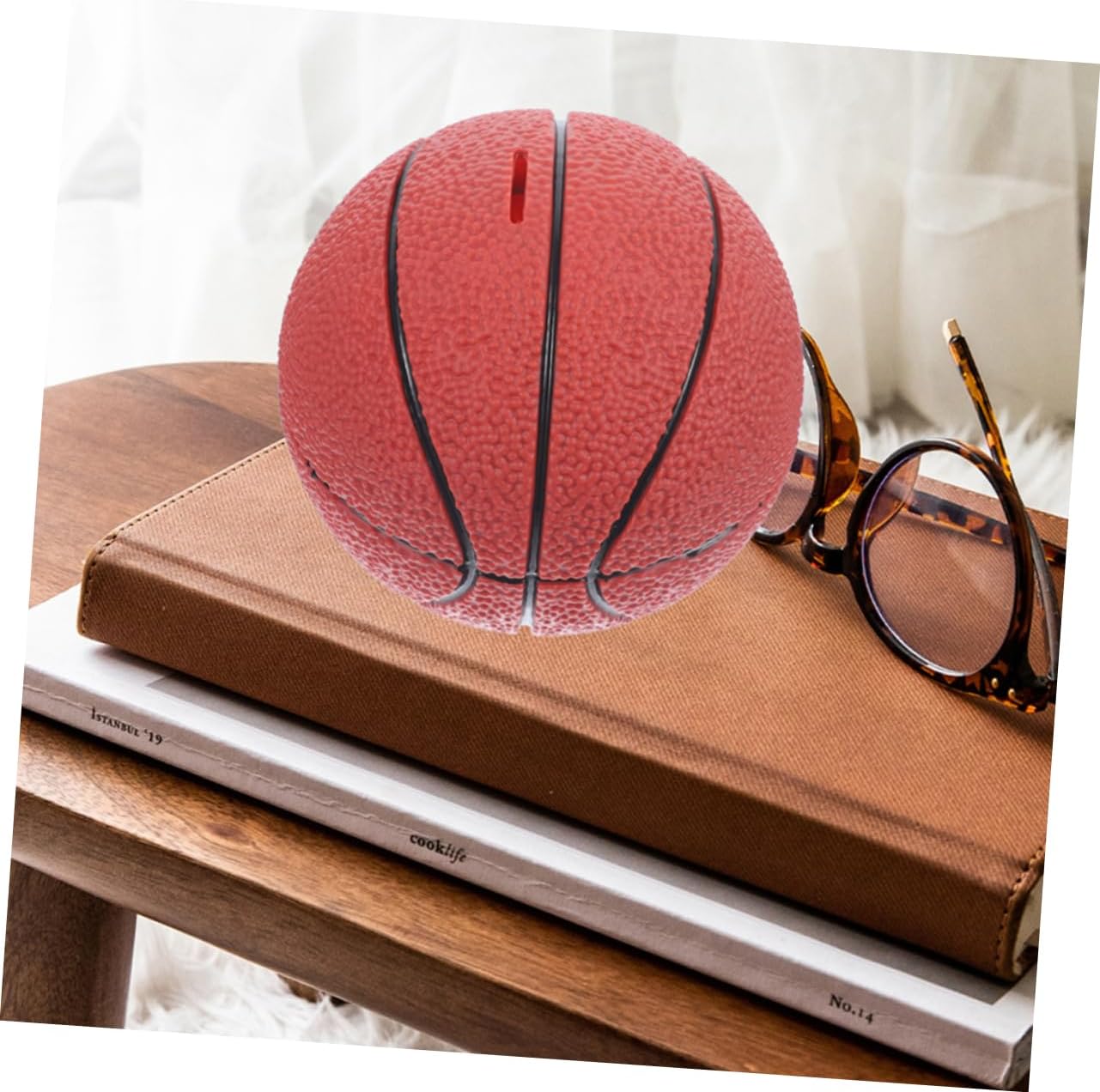 2pcs Basketball Piggy Bank for Boys and Girls Vinyl Sports Container for Birthday and Room Decor Fun Change Jar for Boys and Girls Saving Money