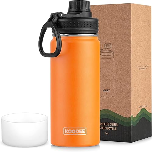 Miniatura 41 de koodee Insulated Water Bottle, 32 oz Stainless Steel Double Wall Vacuum Wide Mouth Sport Bottle with Leakproof Spout Lid (Navy) marino,Manzana Verde