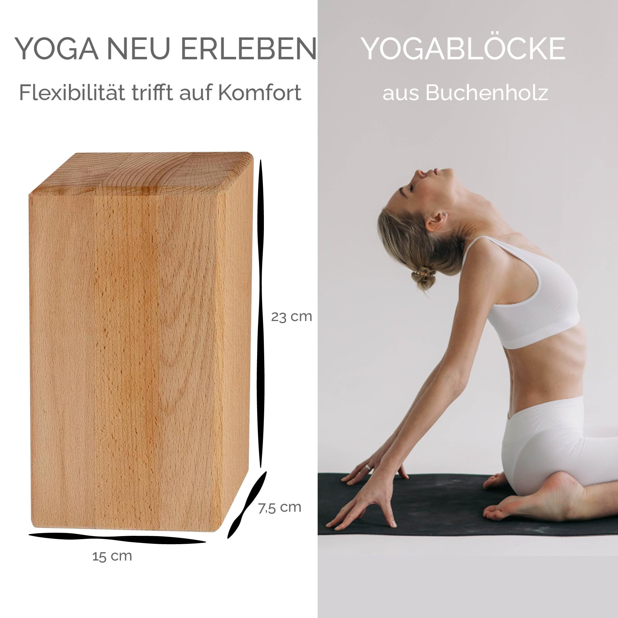 Yogablock Holzklötze für Yoga Pilates Stretching und Meditation Natürlich umweltfreundlich stabile Unterstützung für das Training