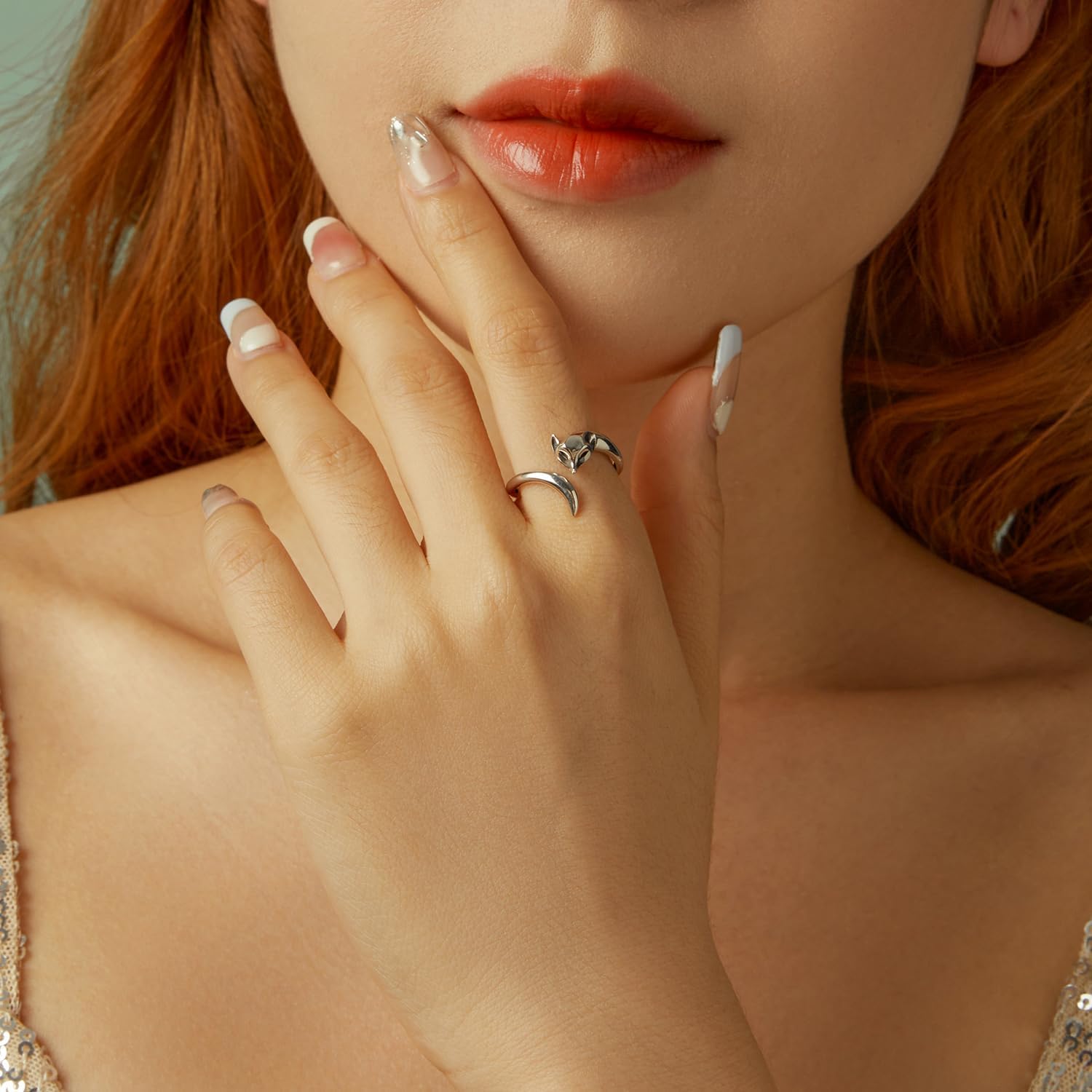 MUNDELL 925 Sterling Silver Four Leaf Clover Adjustable Ring Snake Dragon Animal Open Ring for Women Statement Ring Fine Jewelry - Image 4