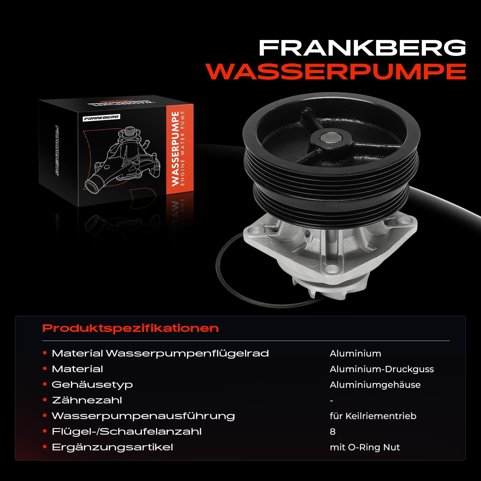 Frankberg Pompa dell'acqua di raffreddamento con guarnizione 46444355 | Compatibile con: Dedra SW 835, Doblo Box/MPV 223, Delta II 836, Marea 185, Bravo I 182, Lybra 839, Doblo MPV 119 223