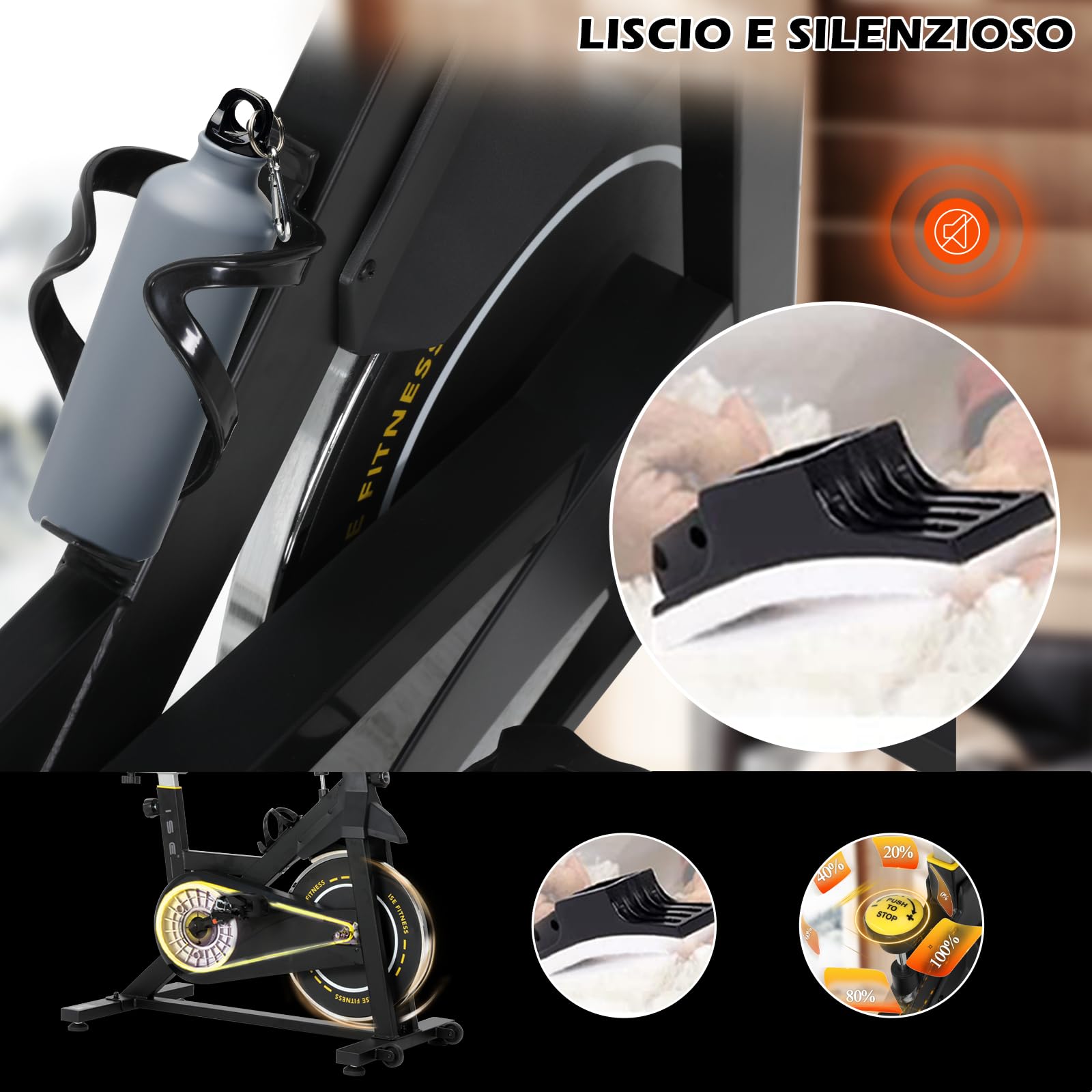 ISE Cyclette da Casa con Resistenza Regolabile, Cyclette per Casa Professionale con Schermo LCD Supporto per Smartphone Exercise Bike per Palestra a Casa