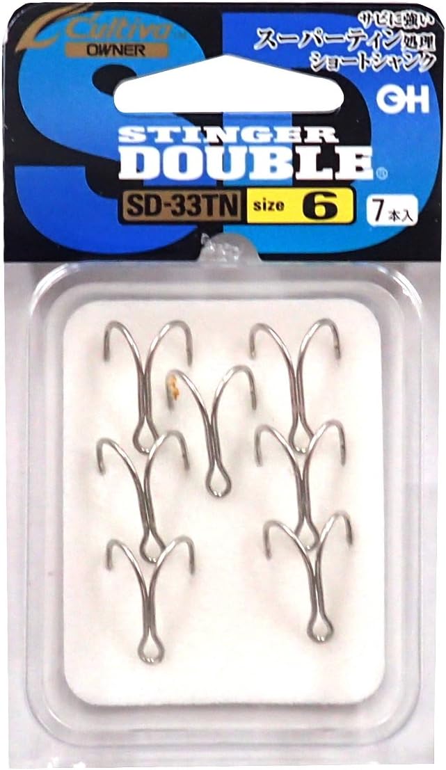 Owner SD-33TN Double Hook, Stinger Double, No. 6, 7 Pieces