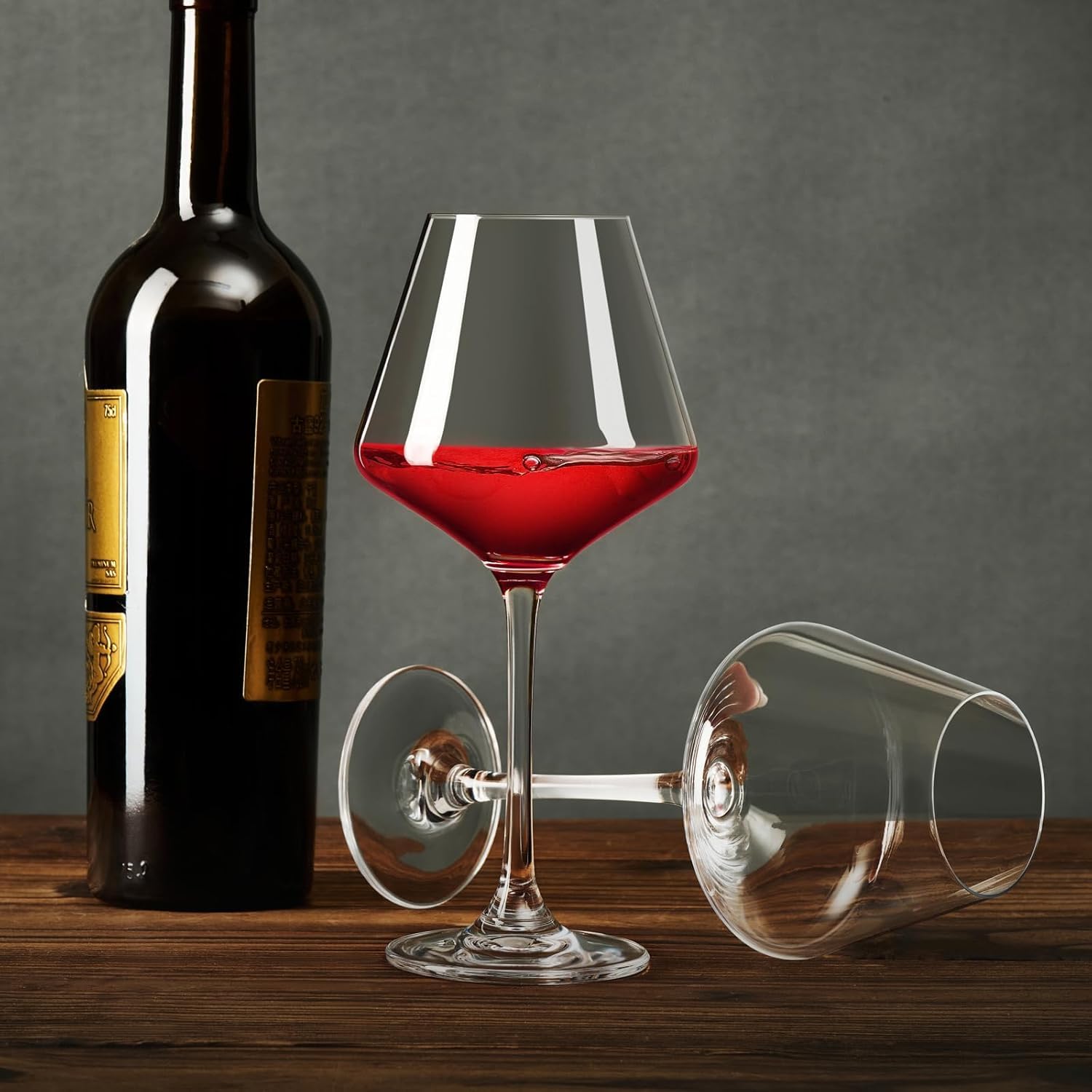 BINZO Wine Glasses - Set of 6 Burgundy Glasses -6