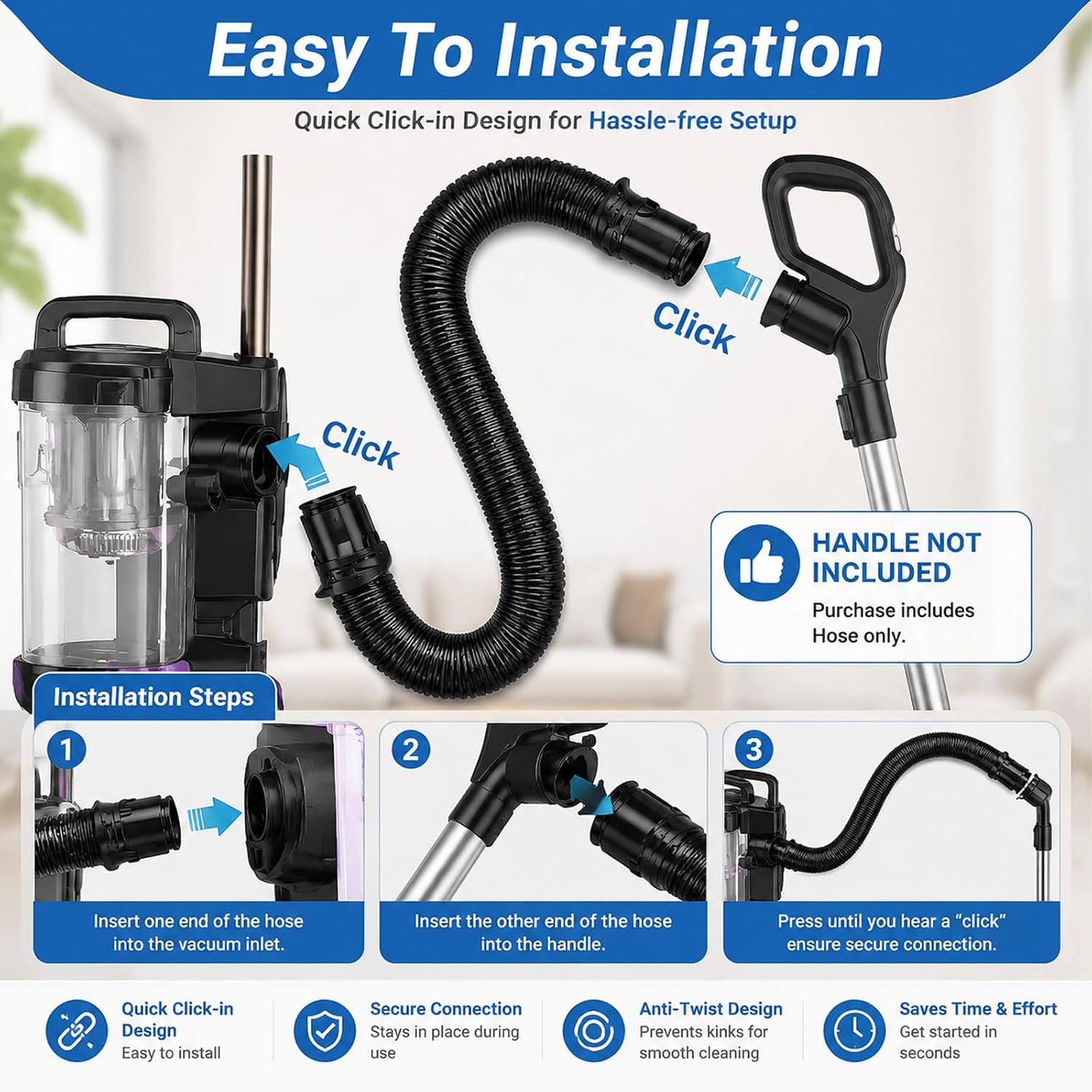Replacement Hose for Shark LA502 LA322 LA300 White Vacuum Stretch Vacuum Hose 8.2ft for Shark Navigator Lift Away Vacuum Attachment Accessories