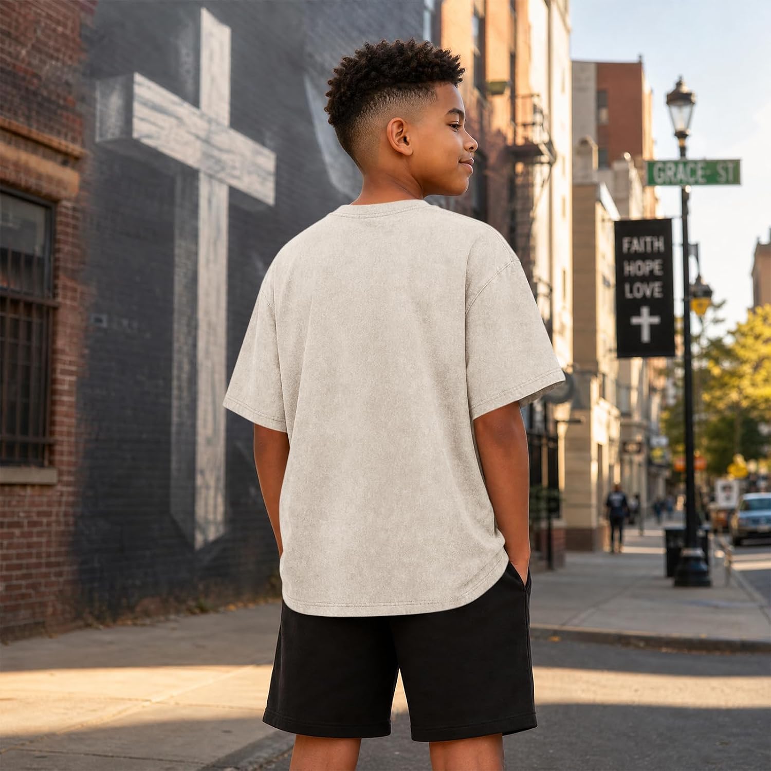 Boys Christian Shirts for Kids Jesus God Bible Verse Religious Faith T Shirt Youth Acid Wash Cross Graphic Tees Tops