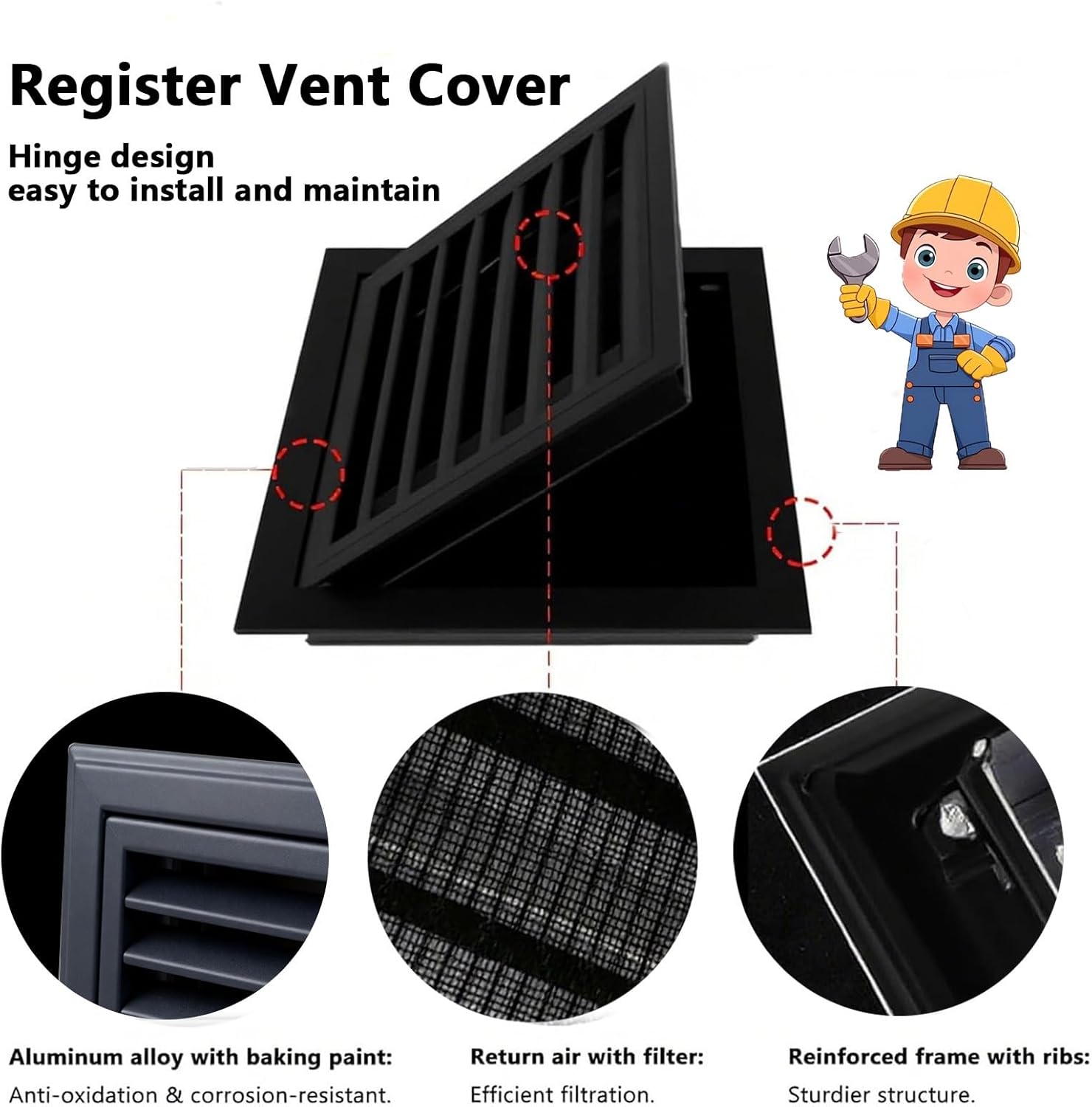 12 x 22 Inch (Duct Opening) Air Vent Cover for Wall or Ceiling, Modern AC Vent Cover, Decorative White Aluminum Return Air Grille