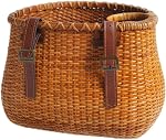 Panier de vélo pour cruiser de plage ou scooter pour femmes, paniers de vélo en osier originaux avec porte-gobelet intégré pour guidon avant - style vintage classique fait main en osier naturel