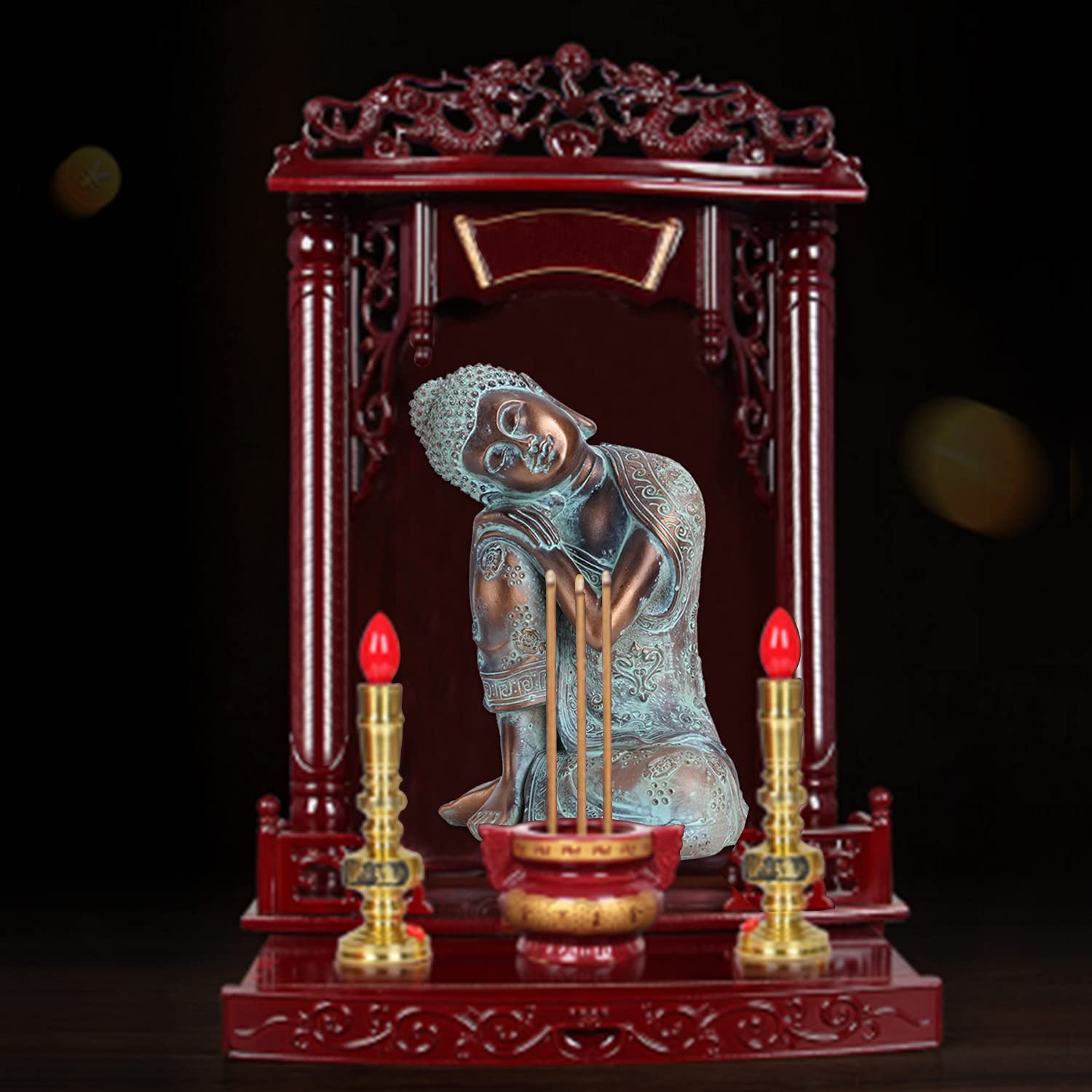 Estatua de Buda Estilo Sudeste Asiático - Escultura Pintada a Mano para Meditación, Yoga, Zen - Decoración Hindú y de Asia Oriental