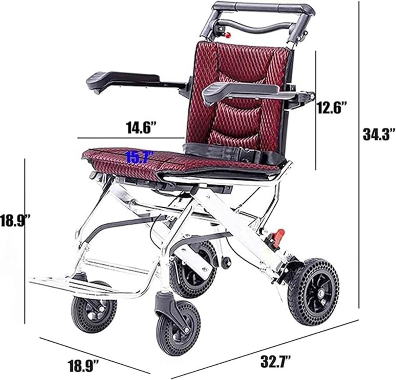 Silla de Ruedas Ligera de Aluminio, Transporte Plegable, Silla de Ruedas portátil, Scooter de Movilidad para Personas Mayores A