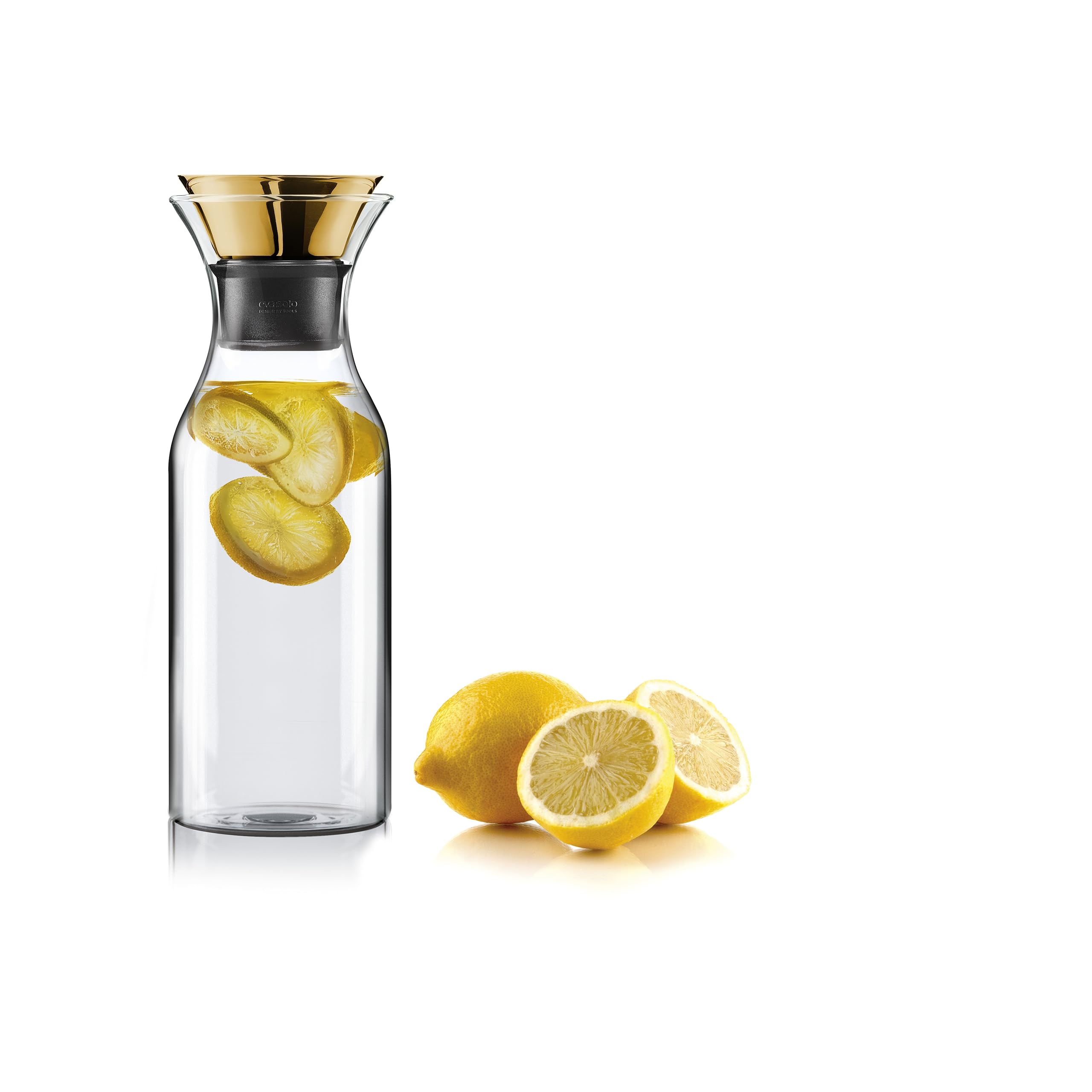 Eva Solo Caraffa da frigorifero con coperchio ribaltabile, vetro borosilicato, acciaio inox, ottone 1L