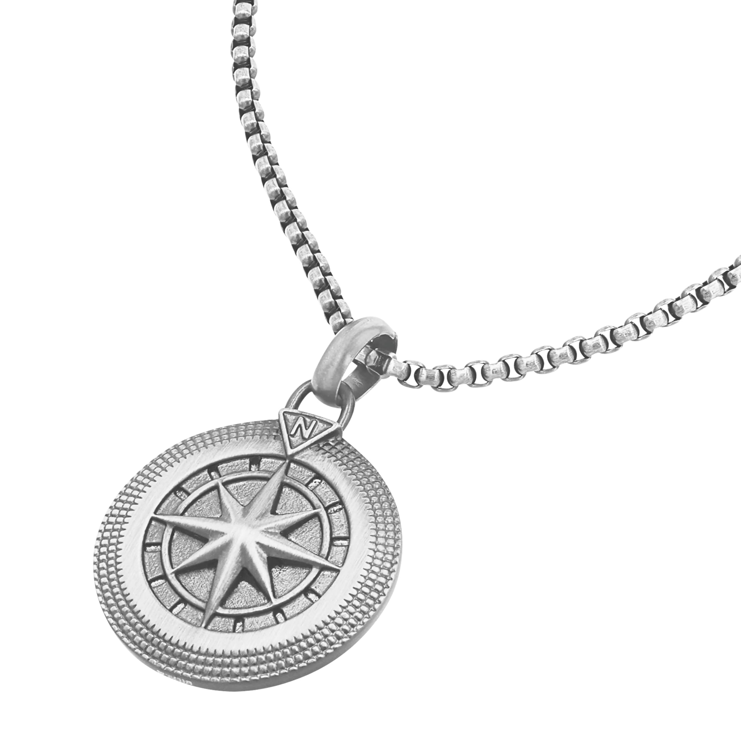 Tom Tailor Kette mit Anhänger für Herren, Edelstahl, 50+5 cm, grau, Kompass-Anhänger, Geschenkidee, Halsschmuck, Herrenschmuck, 2100686