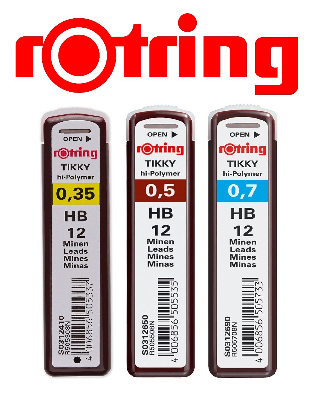 Rotring Tikky portamina codice colori 1,00 mm, corpo bordeaux
