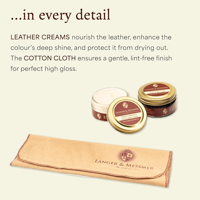 Langer & Messmer Mannheim Wooden Shoe Care Box with 2 Compartments - Available Empty or with a Multi-Piece Care Set