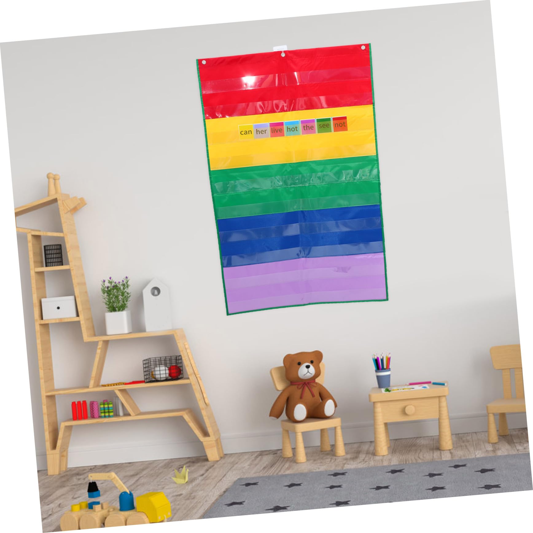 Lurrose 4piezas Organizador De Carteles Didácticos De Pared Soporte De Tarjetas Para Aula Material Educativo Pocket Chart De Aprendizaje Bolsillos Para Clases y Presentaciones