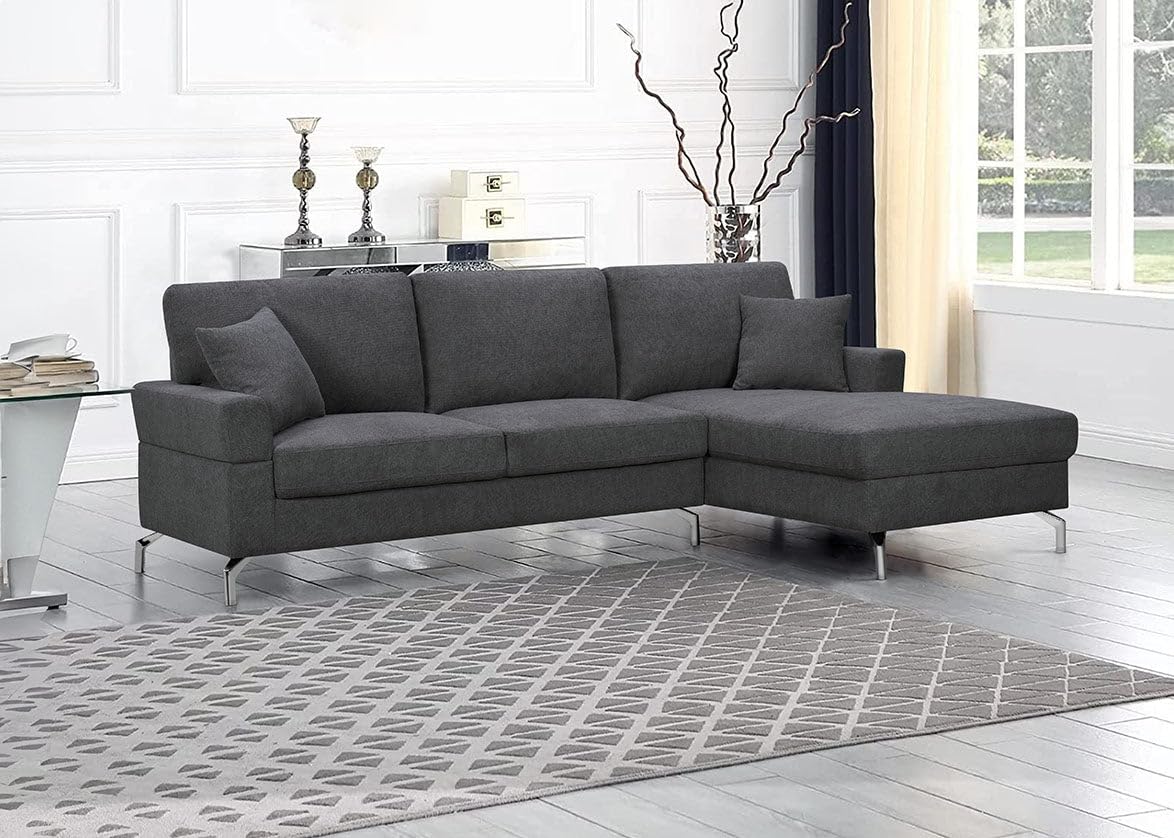 S & S Saldos y Stocks Sofa Chaise Longue Ellen 245cm, Gris Oscuro, Chaise Izquierdo