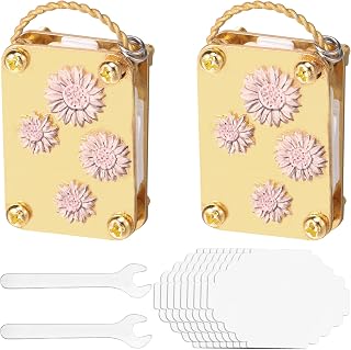 Micro Press Kit with 40 Reusable Specimen Papers and 2 Wrenches Portable Mini Press for Arts and Crafts Enthusiasts(Golden-Sunflower-2 Teams)