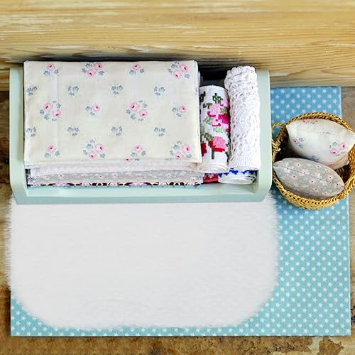 Miniatura 2 de Cobee 2 alfombras en miniatura, alfombra de lana para casa de muñecas 112, casa de muñecas, alfombras peludas blancas, mini muebles, accesorios para