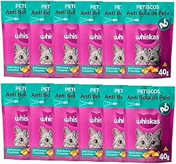Caixa 12un Petisco Whiskas Temptations Anti Bola De Pelo Gatos Adultos 40g