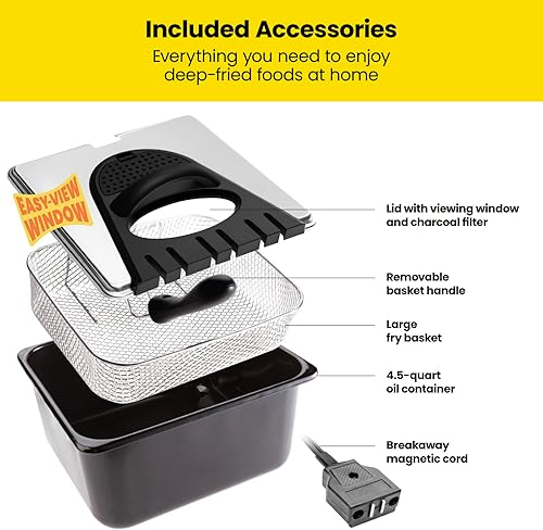 Miniatura 6 de Chefman 4.5 Liter Deep Fryer w/Basket Strainer, XL Jumbo Size, Adjustable Temperature & Timer, Perfect for Fried Chicken, Shrimp, French Fries