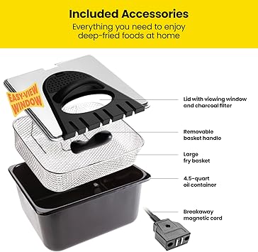 Chefman 4.5 Liter Deep Fryer w/Basket Strainer, XL Jumbo Size, Adjustable Temperature & Timer, Perfect for Fried Chicken, Shrimp, French Fries, Chips & More, Removable Oil-Container, Stainless Steel
