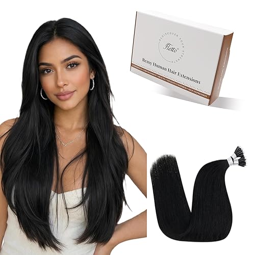 Hetto Black Nano Hair Extensions Human Hair Nano Ring Extensions