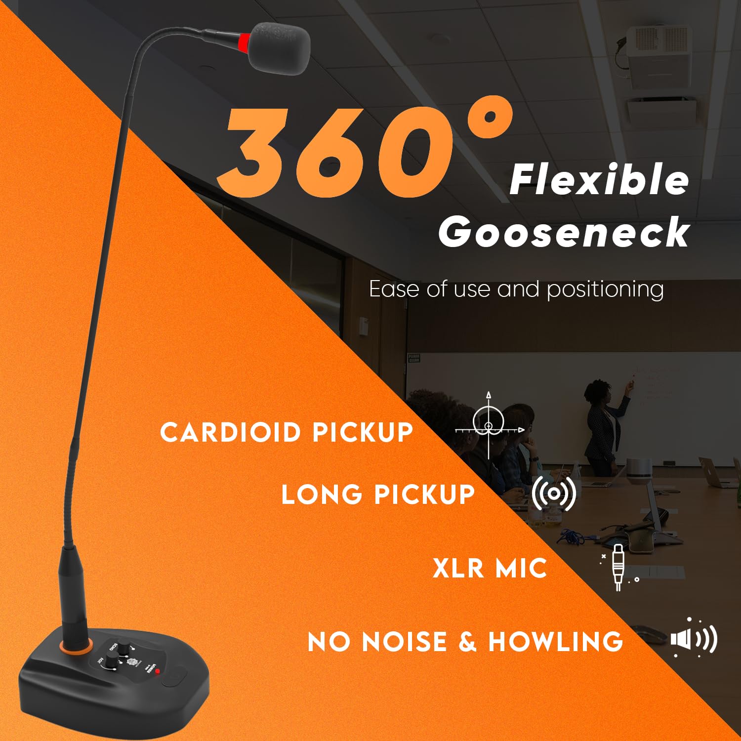 DIGIMORE 24" Desktop Podium Gooseneck Condenser Microphone | XLR Input, ON/Off Switch | Ideal for Meetings, Video Conferences, Streaming, Lectures (D-660) 3