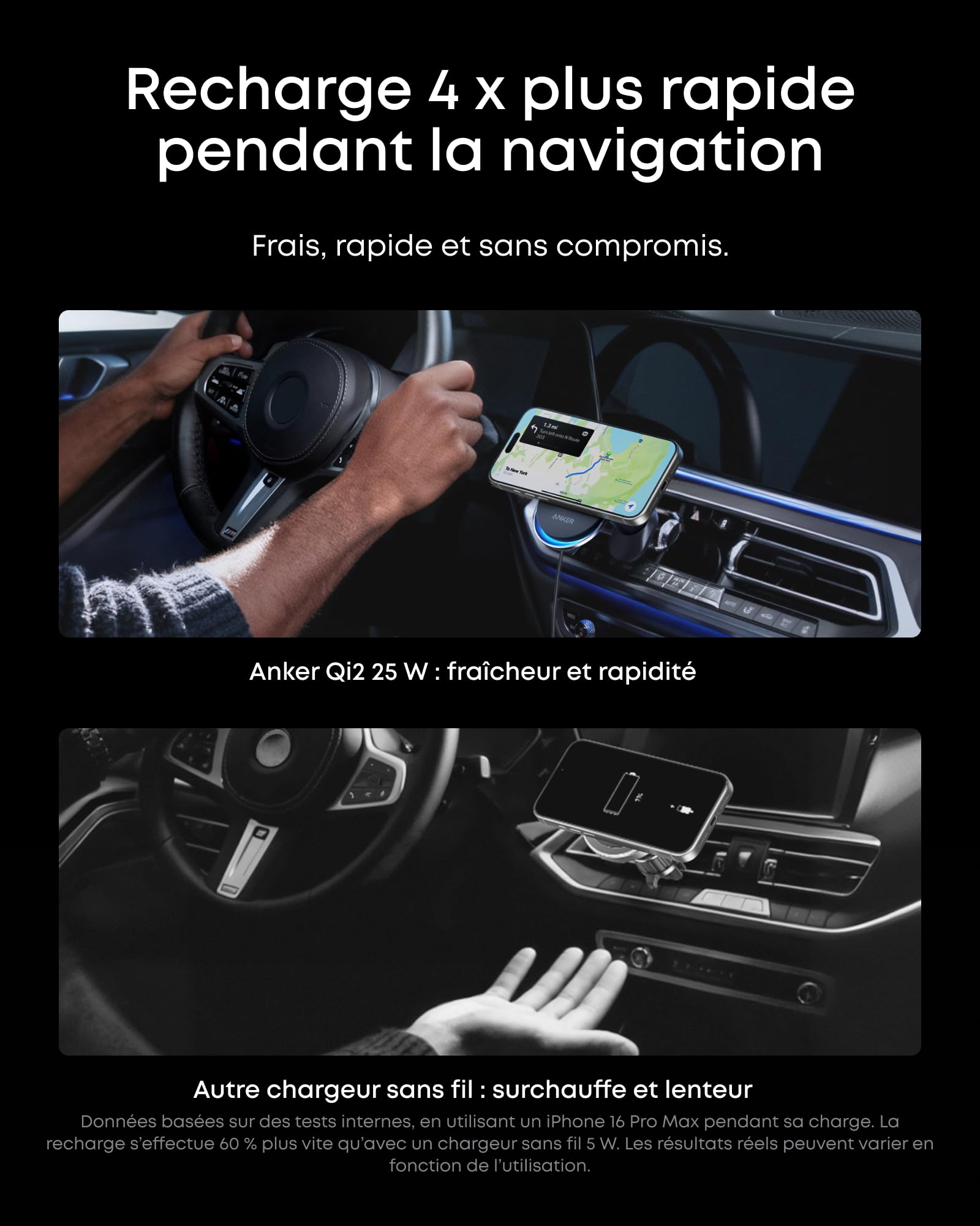 Anker Prime Chargeur allume-cigare MagSafe, Certifié Qi2 25 W avec Refroidissement TEC, Aimants Forts, Support de Ventilation, iPhone séries 12 à 17 (vérifiez la compatibilité, adaptateur 60 W inclus)