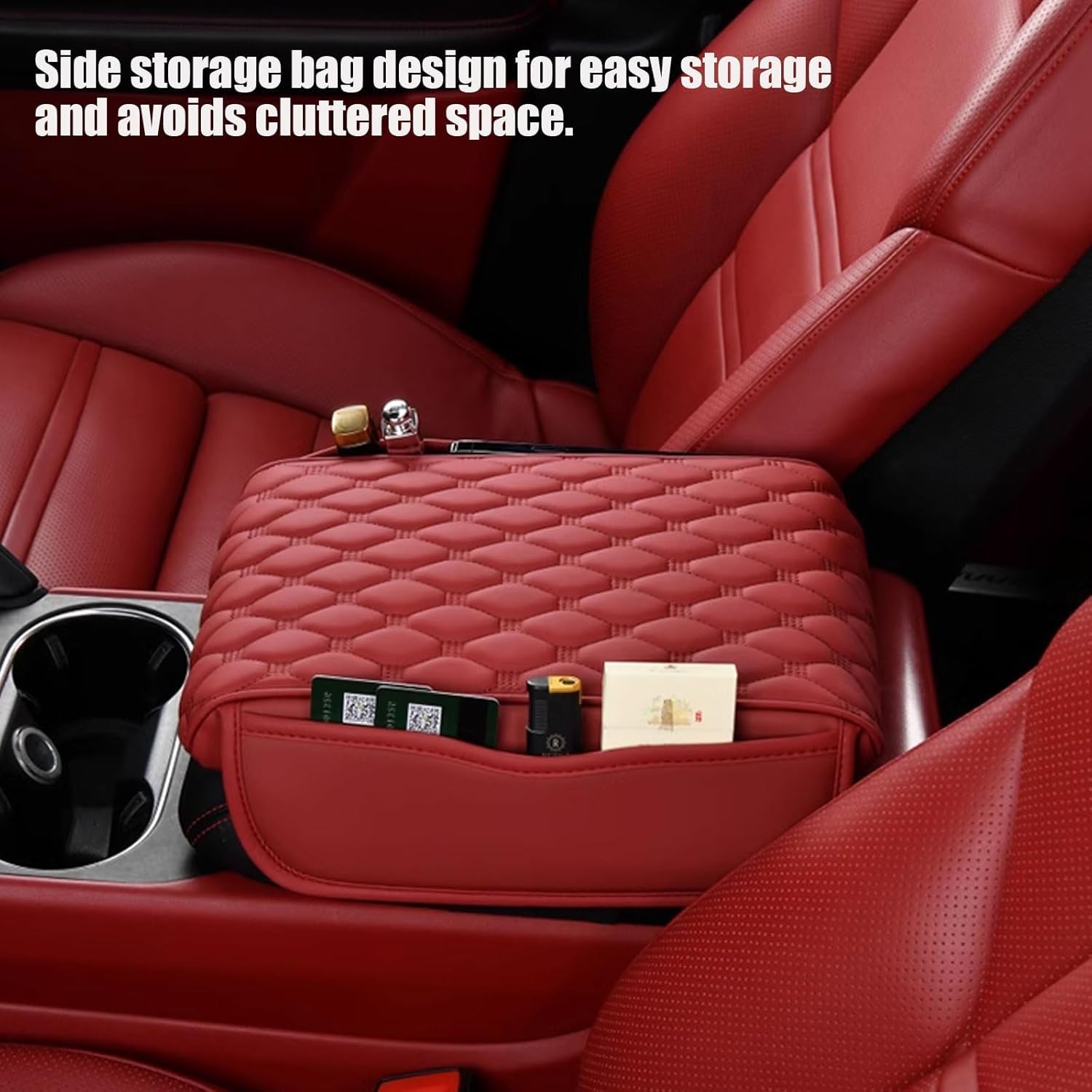 Tappetino per Bracciolo per Auto per Toyota C-HR 2016-2020 2021 2022 2023 2024 2025 2026, Pelle Cuscino per Console Centrale per Auto Accessori per la Decorazione,A-Black