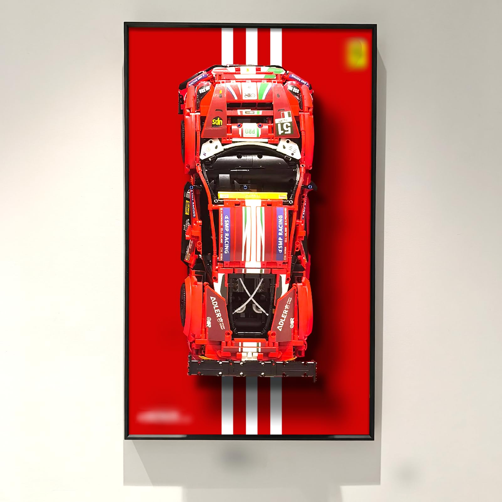 Tablero de pared para Lego 42125 Technic Ferrari 488 GTE "AF Corse #129.5 cm, superdeportivo, compatible con coches Lego F1, ideas de regalo para entusiastas del montaje en pared de coche Lego,