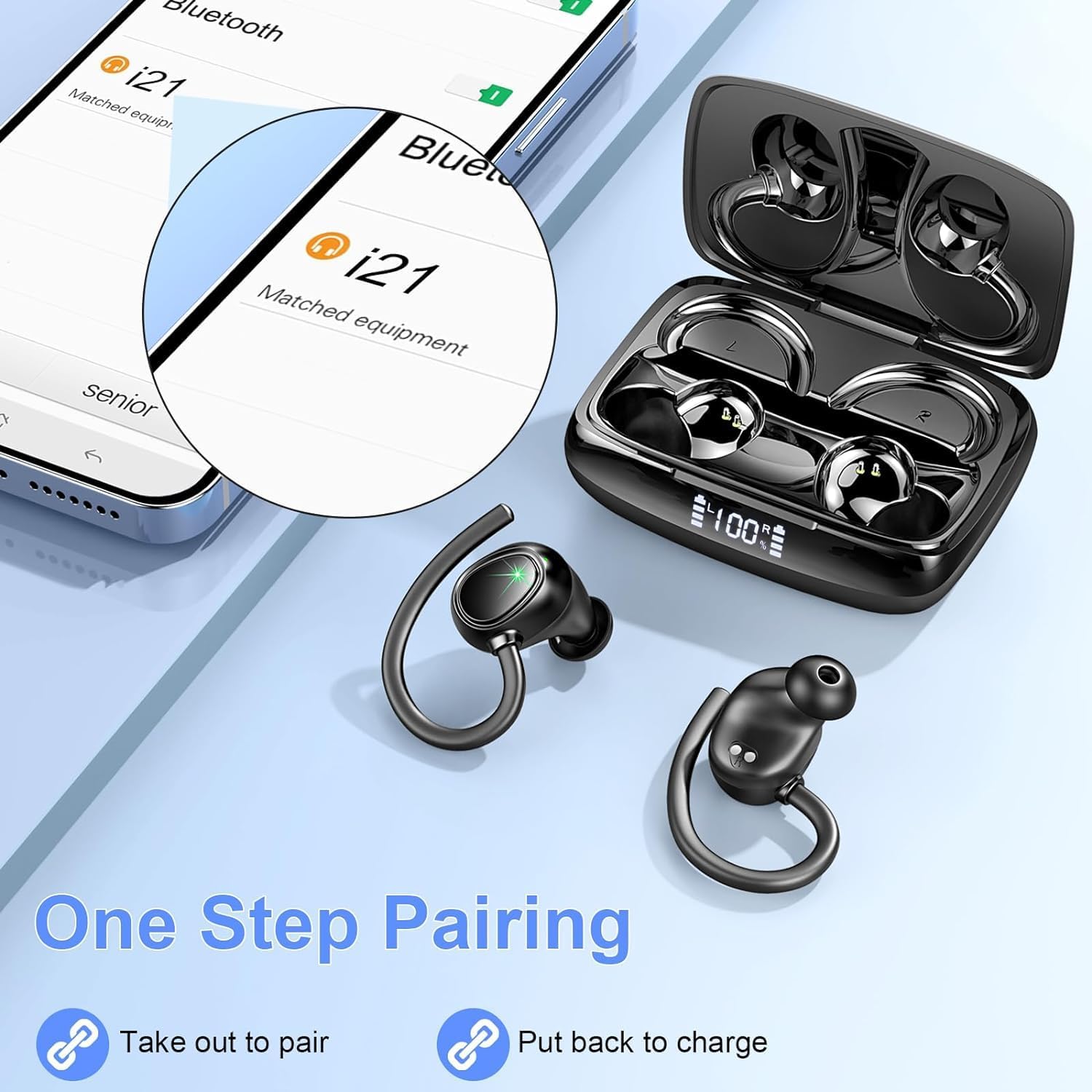 Lrecat i21 Earbuds one-step pairing process