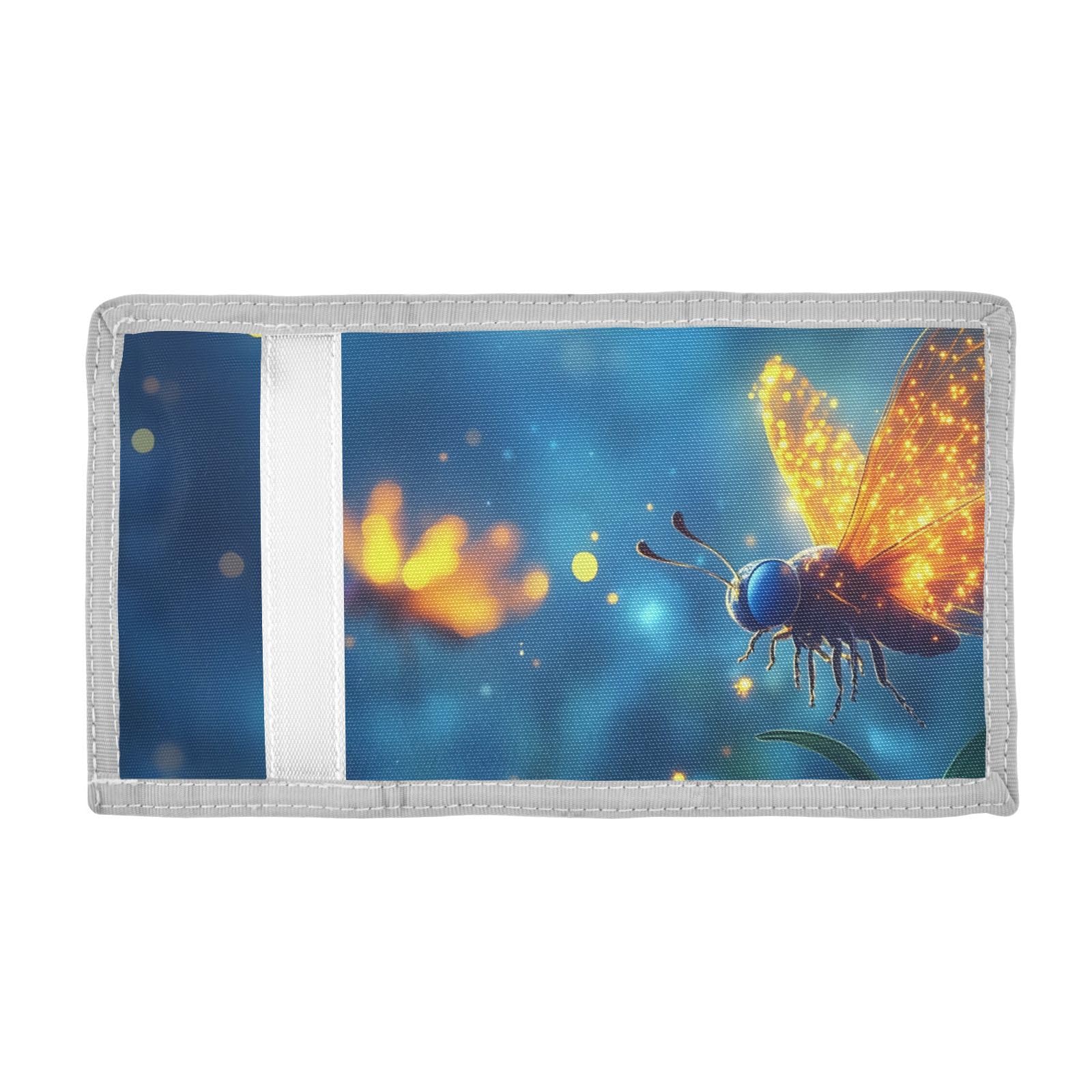 FOLIOSA Kids Wallet for Boys Girls Shining Butterfly Print Youth Wallet with Zipper Pocket Card Holders, Novelty Wallet 4.9×2.9 in