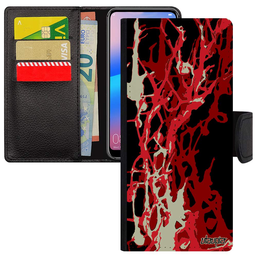 Coque Note 20 Ultra rabat portefeuille rouge design abstrait antichoc
