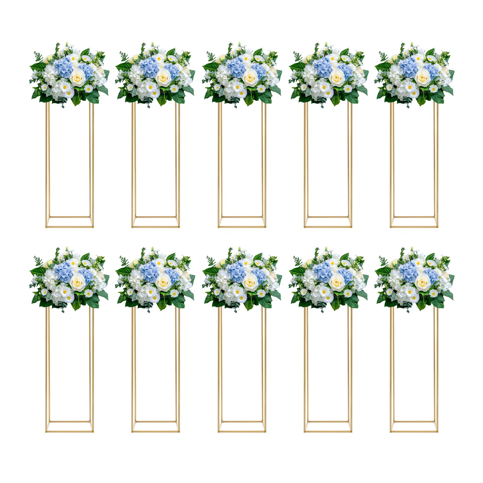 Juego de 10 escaleras de metal doradas para plantas, soporte para flores con maceta, estante decorativo para bodas, fiestas y decoración del hogar