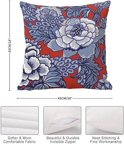 Vista 686 de ArogGeld Chinoiserie - Fundas de almohada escénicas asiáticas, estilo asiático, funda de almohada azul y verde Kelly, funda de cojín para decoración