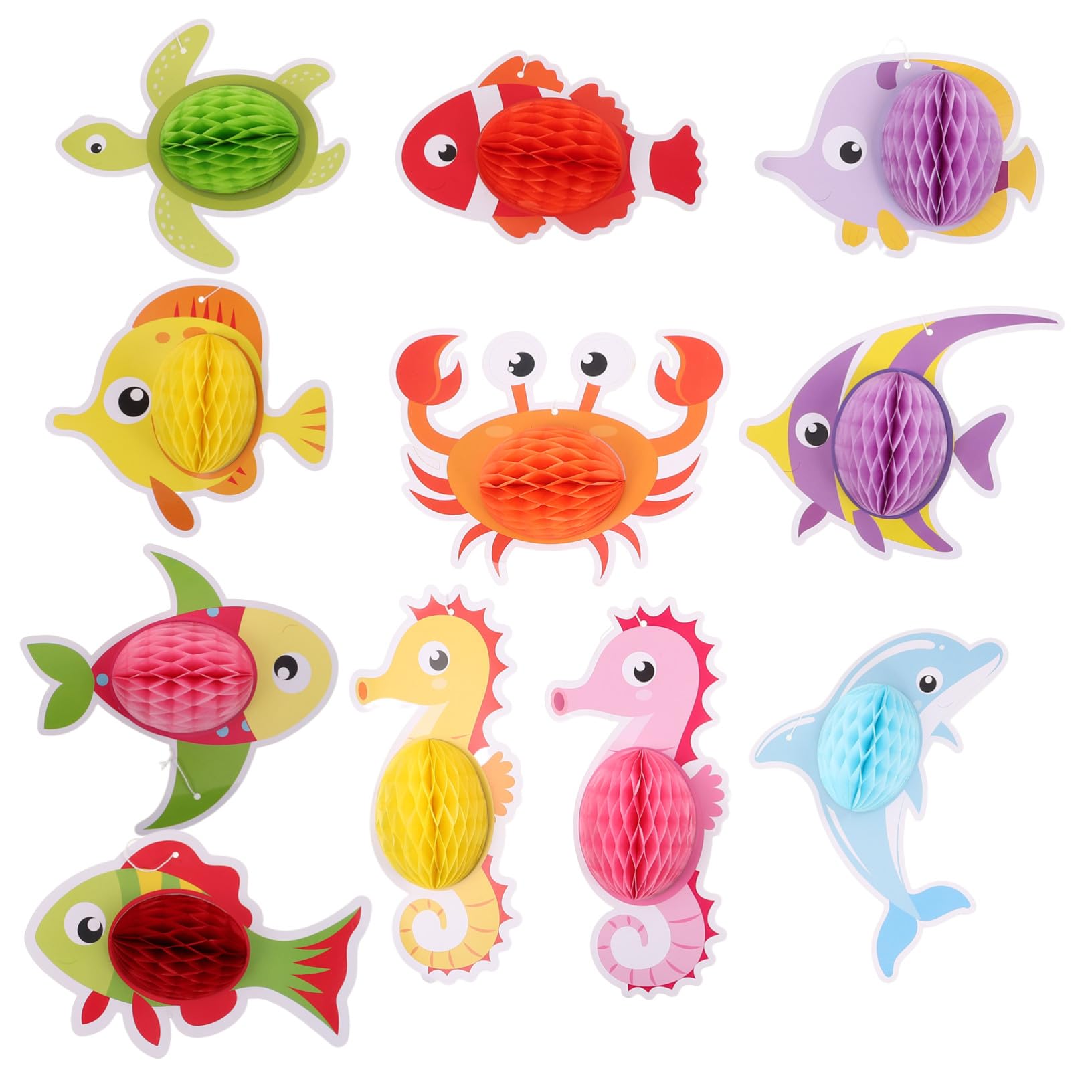 11 Stück Teiliges Ocean Animal Honeycomb Deko Tropische Fisch Hängedekoration für Strand Meerjungfrau partys Vielseitige Partydeko für Geburtstag Pool Zuhause und Büro