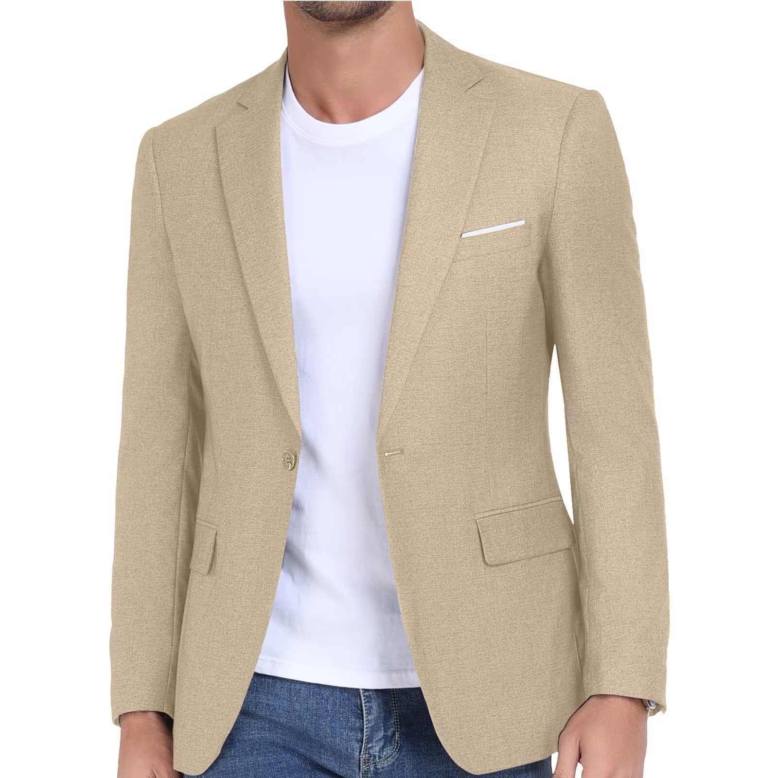 Wehilion Mens Casual Blazer Jacket Lightweight Sports Coat Suit Jacket for Summer Daily Business Wedding Party Travel