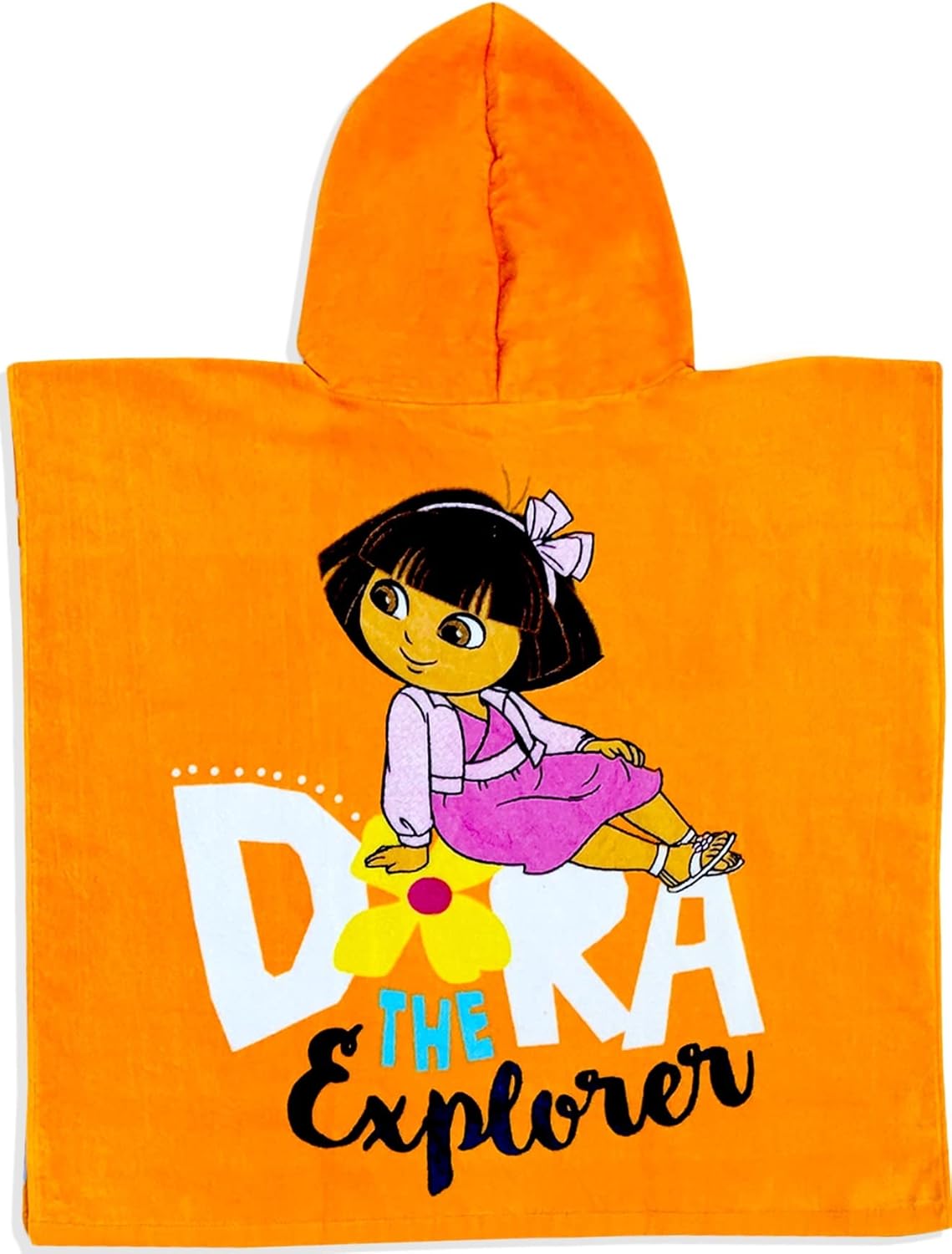 Dora the Explorer Butterfly and Flowers Orange 100% Cotton Hooded Poncho Bath Towel